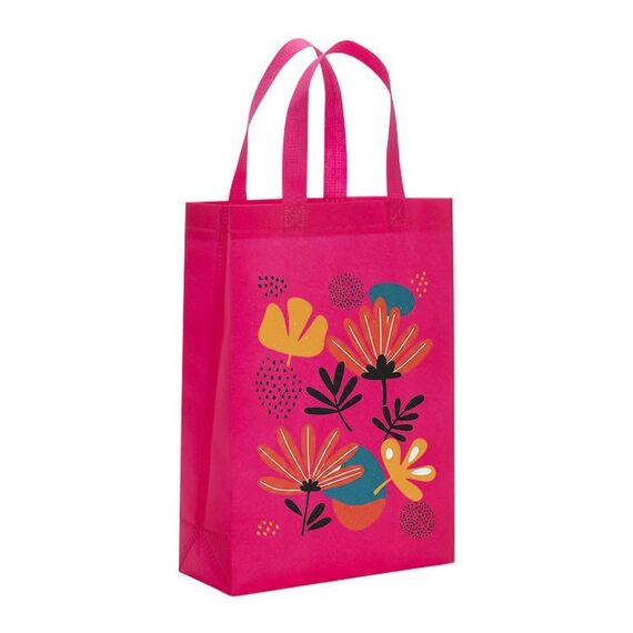 Borsa in tessuto non tessuto stampato con fiori, stampa su richiesta, dimensioni: 41x35x12 cm (rosa rossa)
