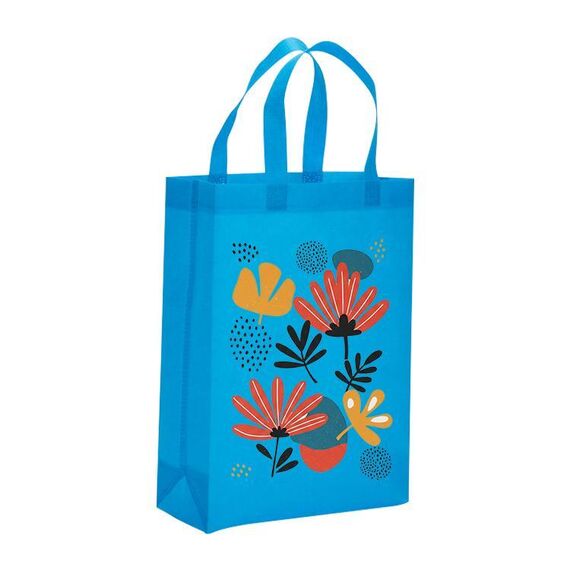 Borsa in tessuto non tessuto stampato con fiori, stampa su richiesta, dimensioni: 41x35x12 cm (azzurro cielo)