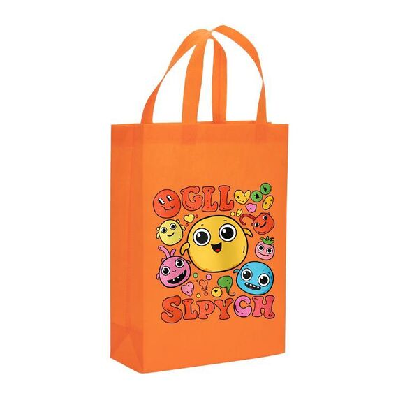 Borsa in tessuto non tessuto con stampa di faccine divertenti, stampa su richiesta, dimensioni: 35x25x10 cm (arancione)