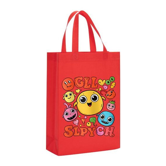Borsa in tessuto non tessuto con stampa di facce divertenti, stampa su richiesta, dimensioni: 41x35x12 cm (rosso)