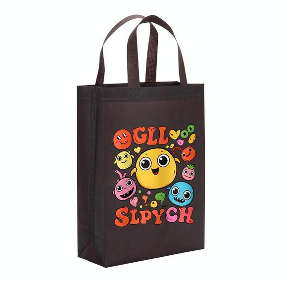 Borsa in tessuto non tessuto con stampa di faccine divertenti, stampa su richiesta, dimensioni: 41x35x12 cm (caffè)