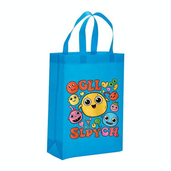 Borsa in tessuto non tessuto con stampa di faccine divertenti, stampa su richiesta, dimensioni: 41x35x12 cm (azzurro cielo)