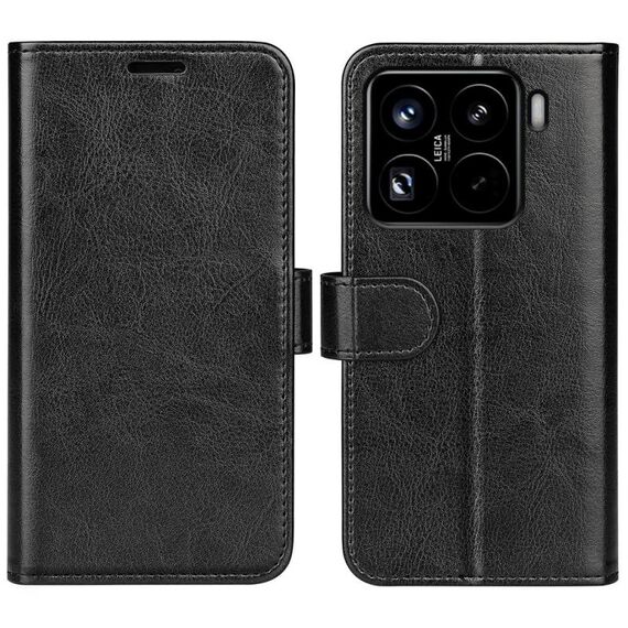 Per Xiaomi 15 Pro R64 Texture Custodia per telefono in pelle con flip orizzontale (nero)