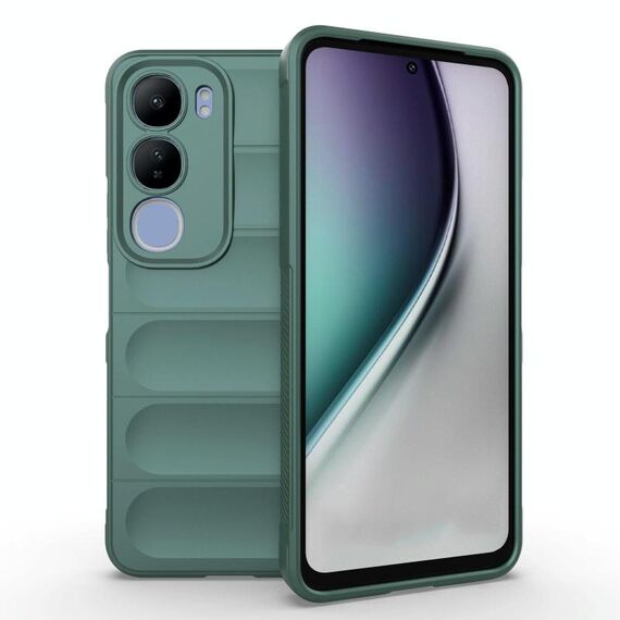Per vivo Y29 5G / Y19s 4G Custodia per telefono in TPU + flanella Magic Shield (verde scuro)