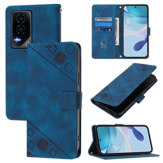 Custodia per telefono in pelle goffrata effetto pelle per Honor GT (blu)