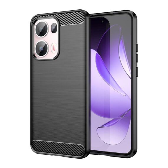 Per OPPO Reno13 Pro Custodia per telefono in TPU con texture spazzolata in fibra di carbonio globale (nero)