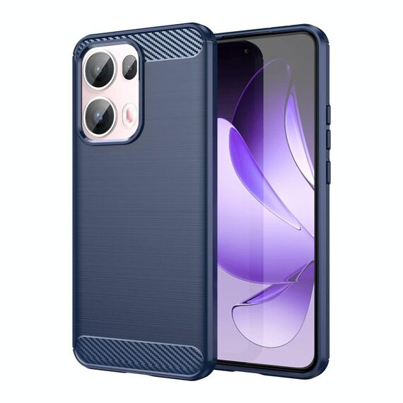 Per OPPO Reno13 Pro Custodia per telefono in TPU con texture spazzolata in fibra di carbonio globale (blu)