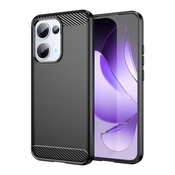 Per OPPO Reno13 Custodia per telefono in TPU con texture spazzolata in fibra di carbonio globale (nero)