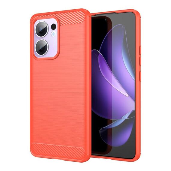 Per OPPO Reno13 F 5G Custodia per telefono in TPU con texture spazzolata in fibra di carbonio (rosso)