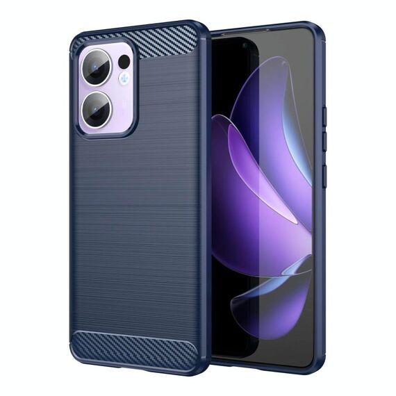 Per OPPO Reno13 F 5G Custodia per telefono in TPU con texture spazzolata in fibra di carbonio (blu)