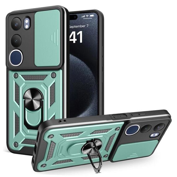 Per vivo Y19s Custodia per fotocamera scorrevole Design TPU+PC Custodia per telefono (verde)