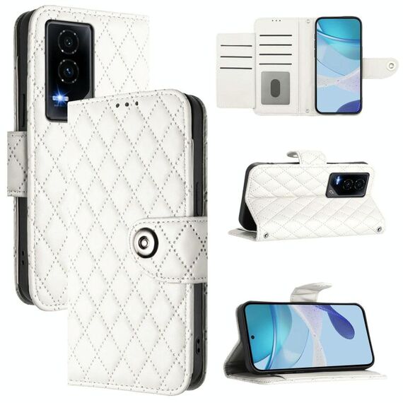 Custodia per telefono in pelle con texture rombica For Honor GT con cordino (bianco)