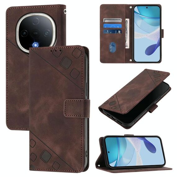 Per vivo Y300 5G Custodia in pelle goffrata con effetto pelle (marrone)