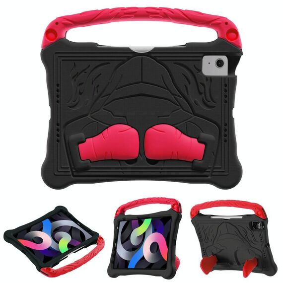 Per iPad Air 2022/2020 10.9 Custodia per tablet antiurto in EVA con supporto Boxing Series con tracolla (nero rosso)