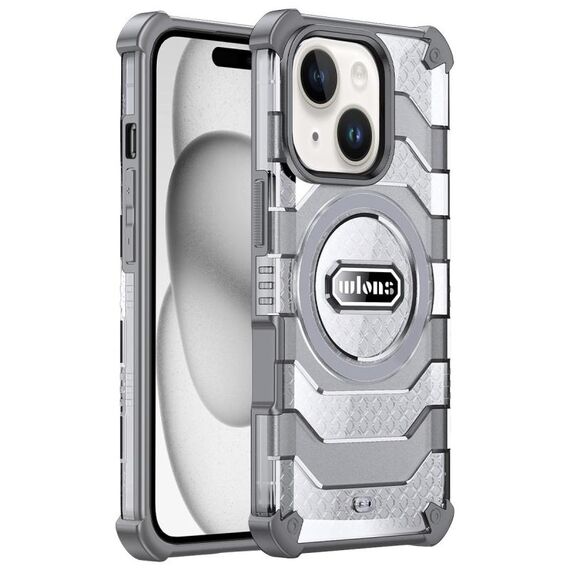 Per iPhone 15 wlons Explorer Series PC Hybrid TPU MagSafe Custodia magnetica (grigio)