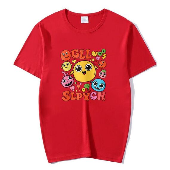Maglietta a maniche corte con scollo rotondo e stampa con faccia buffa, stampa su richiesta, taglia: XXXL (rosso)
