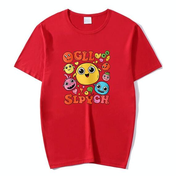 Maglietta a maniche corte con scollo rotondo e stampa con faccia buffa, stampa su richiesta, taglia: XXXXXL (rosso)
