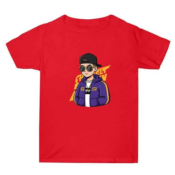 T-shirt a maniche corte in cotone con stampa hipster, estiva, larga, stampa su richiesta, taglia: S (rosso)