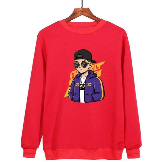 Felpa girocollo casual larga stampata hipster con stampa su richiesta, taglia: M (rosso)