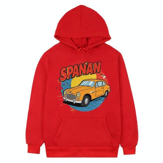 Felpa con cappuccio in pile con stampa auto, stampa su richiesta, taglia: XS (rosso)
