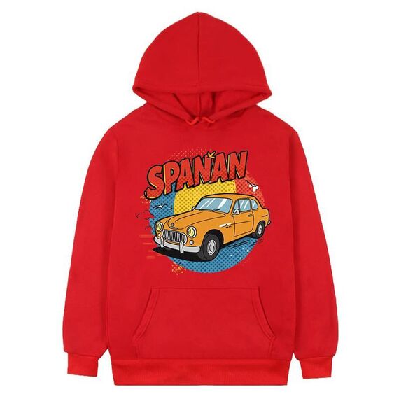 Felpa con cappuccio in pile stampato con stampa auto, stampa su richiesta, taglia: XXXL (rosso)