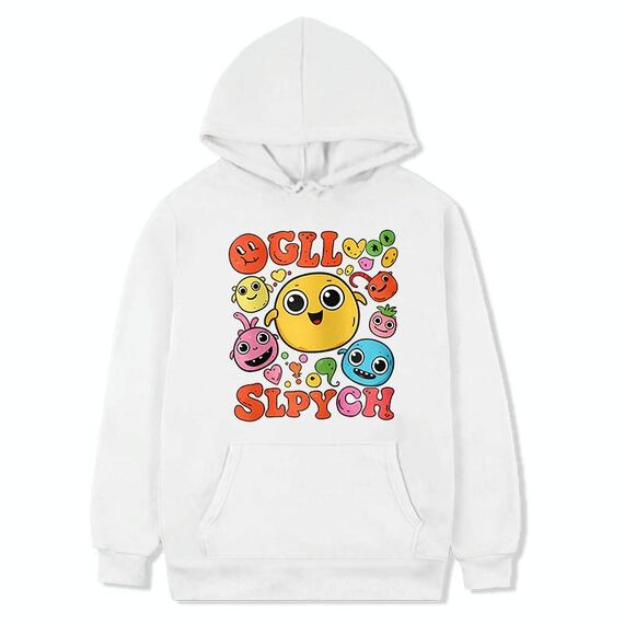 Felpa con cappuccio in pile con stampa di faccia buffa Stampa su richiesta, taglia: XXXL (bianco)