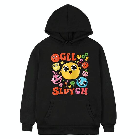 Felpa con cappuccio in pile con stampa di faccia buffa Stampa su richiesta, taglia: XXXL (nero)