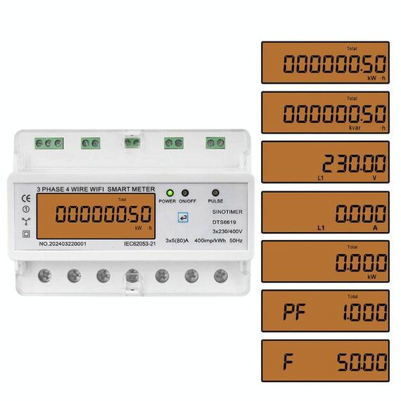 SINOTIMER DTS6619-050 80A con interruttore trifase Tuya WiFi Energy Meter AC 380V