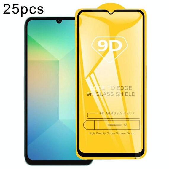 Per Samsung Galaxy A06 5G 25 pezzi 9D Full Glue Pellicola in vetro temperato per schermo