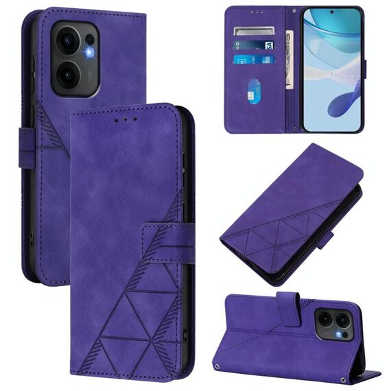 Per OPPO Reno13 F 5G Global Crossbody 3D Embossed Flip Custodia per telefono in pelle (viola)