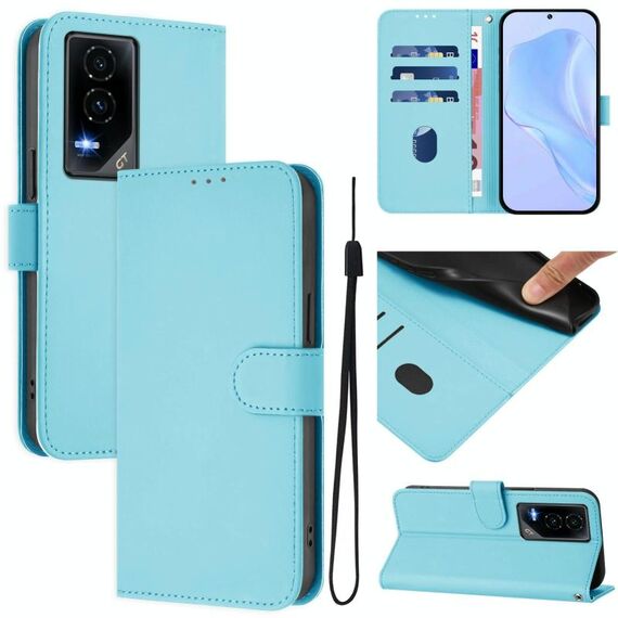 Custodia per telefono in pelle tinta unita For Honor GT Skin Feel con cordino (azzurro cielo)