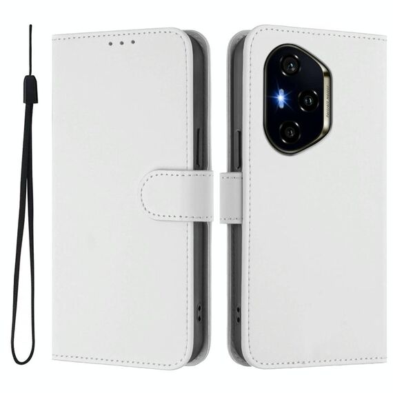 Per Honor 300 Pro / 300 Ultra Custodia in pelle tinta unita con cordino (bianco)