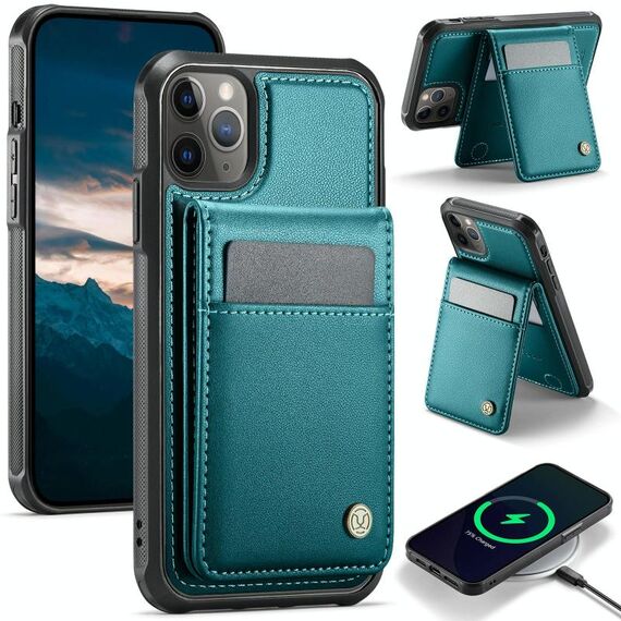 Per iPhone 11 Pro JEEHOOD J06 British Style RFID MagSafe Card Bag PU Custodia per telefono (verde)