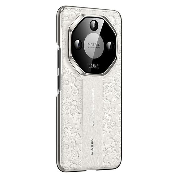 Custodia per telefono cellulare in pelle liscia per Honor X50 Cloud Dragon Pattern PC (bianca)