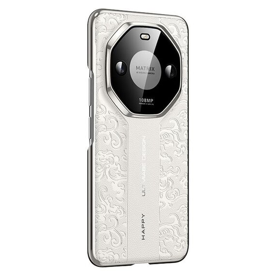Per Honor X50 Pro Custodia per telefono cellulare in pelle liscia con motivo a drago cloud (bianca)