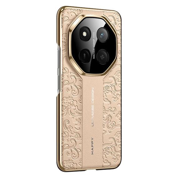 Per Honor X60 Pro Custodia per telefono cellulare in pelle liscia con motivo a drago cloud (oro)