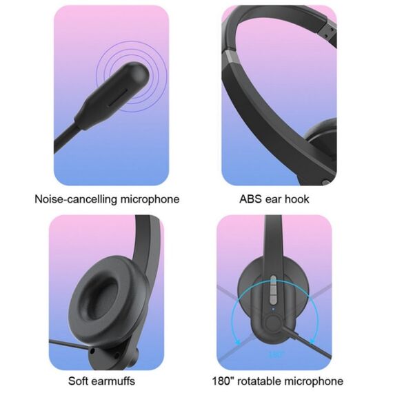 Auricolare stereo HiFi OY632 con microfono e cancellazione rumore per call center SYA0022386