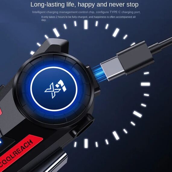 Auricolare bluetooth X7 per casco moto con guida vocale e musica blu TBD0604211201B