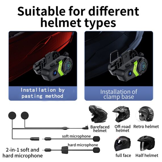 Auricolare Bluetooth per casco moto S3 per caschi integrali e mezzi (argento) TBD0604211801A