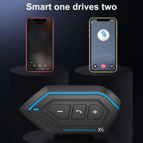 Auricolare bluetooth X6 impermeabile stereo vivavoce per casco moto soft line TBD0604213001B