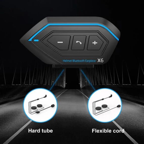 Auricolare bluetooth X6 impermeabile stereo vivavoce per casco moto soft line TBD0604213001B