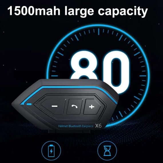 Auricolare bluetooth X6 impermeabile stereo vivavoce per casco moto soft line TBD0604213001B