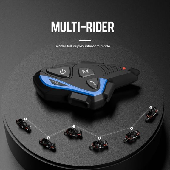 Auricolare bluetooth 5.1 per casco da ciclismo con interfono multiplo blu TBD0605414301C