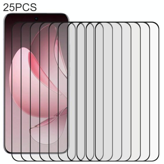 Per OPPO Reno13 Pro Global 25 pezzi 9H HD 3D Pellicola in vetro temperato con bordo curvo (nero)