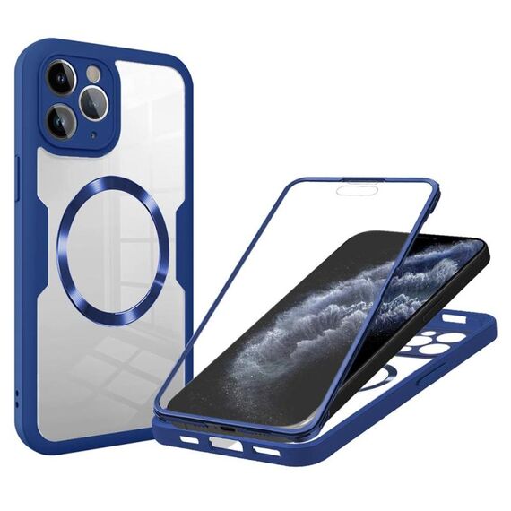 Per iPhone 11 Pro Max Custodia per telefono MagSafe con texture CD (blu)