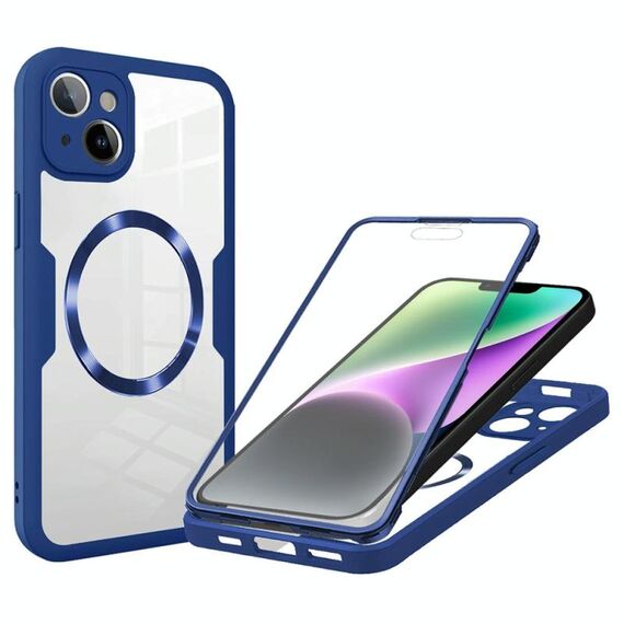 Per iPhone 14 Plus Custodia per telefono MagSafe con texture CD (blu)