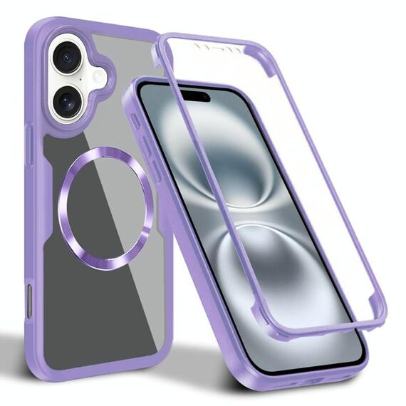 Per iPhone 16 Plus Custodia per telefono MagSafe con texture CD (viola)