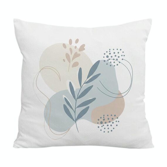 Cuscino per divano stampato con foglie fresche e stampa centrale su richiesta, dimensioni: 35x35 cm (velluto di cristallo)
