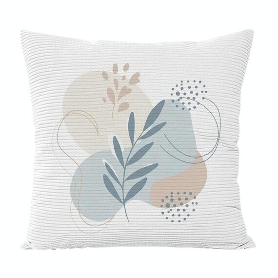 Cuscino per divano stampato con foglie fresche e stampa centrale su richiesta, dimensioni: 45x45 cm (velluto granulare Twill)