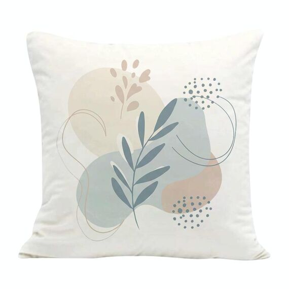 Cuscino per divano stampato con foglie fresche e stampa centrale su richiesta, dimensioni: 50x50 cm (velluto olandese)